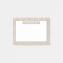White On Beige Polka Dots Pattern Custom Text Post-it Klebezettel