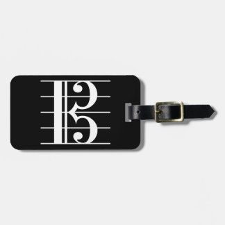 White-on-Black Alto Clef Gepäckmarke Gepäckanhänger