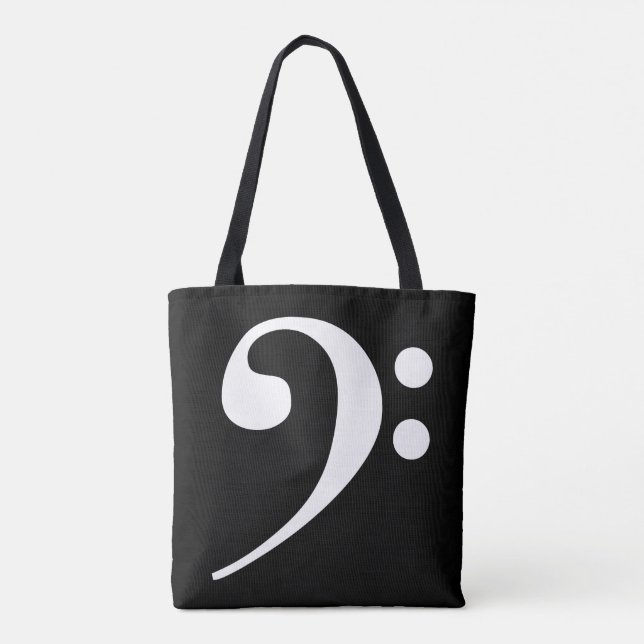White-on-Black Bass Clef Tasche (Rückseite)