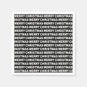 White on Black Christmas Typografy Paper Napkin Serviette
