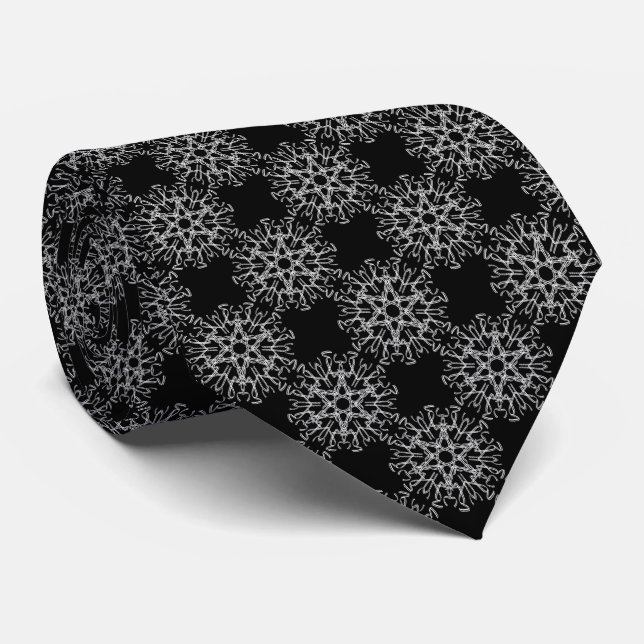 White On Black Circular Pulsar Symmetry Pattern Krawatte (Gerollt)
