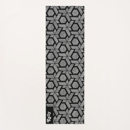 White on black dots geometric pattern yogamatte