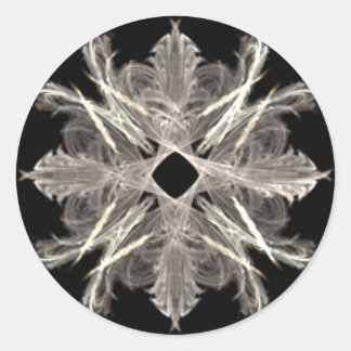 White on Black Fraktal Art Design Runder Aufkleber