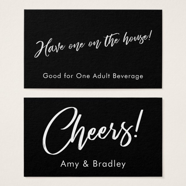 White on Black Handwriting Script Drinckets (Vorne & Hinten)