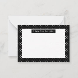 White On Black Polka Dots Pattern Custom Text Mitteilungskarte