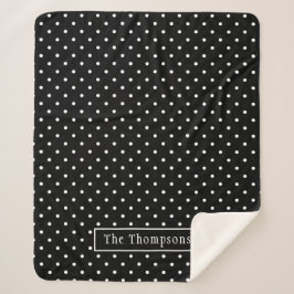 White On Black Polka Dots Pattern With Custom Name Sherpadecke