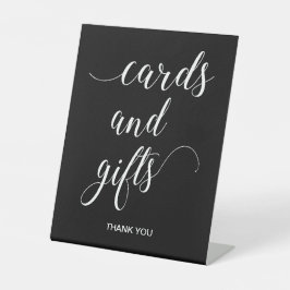 White on Black Wedding Cards and Gifts Table Sockelschild