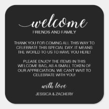 White on Black Wedding Willkommensgeschenk Beutel 