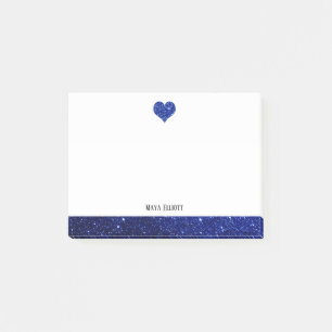 White on Blue Imitats Glitzer Herz und Grenze, Nam Post-it Klebezettel
