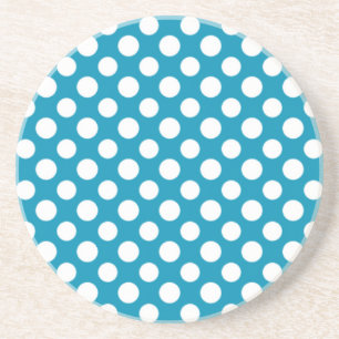 White on Blue Jumbo Polka Dots Sandstone Untersetz Getränkeuntersetzer