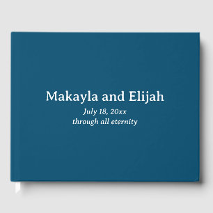 White on Blue Minimalistisch Wedding Gästebuch