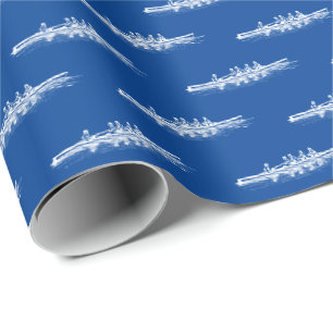 White on Blue Rowing Rowers Crew Team Water Sports Geschenkpapier
