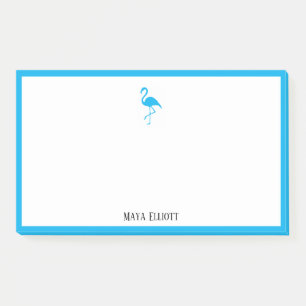 White on Bright Sky Blue Flamingo & Border mit Nam Post-it Klebezettel