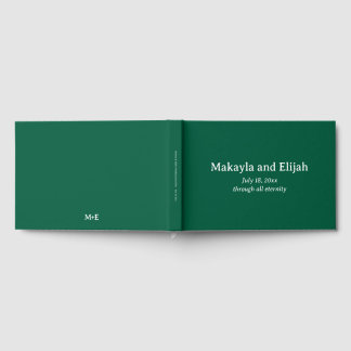 White on Green Minimalistisch Wedding Guest Book Gästebuch