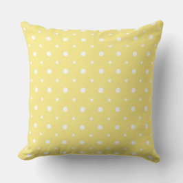 White on Lemon Yellow Quirky Polka Dot Pattern Kissen