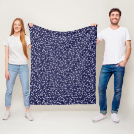 White on Midnight Blue | Muster für Linoldruckstar Fleecedecke