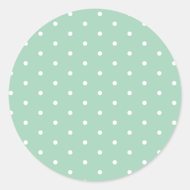 White on Mint Polka Dots Runder Aufkleber (Vorderseite)