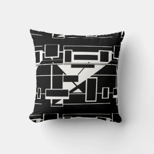 White on Navy Black Geometric Abstrakt Labyrinth Kissen