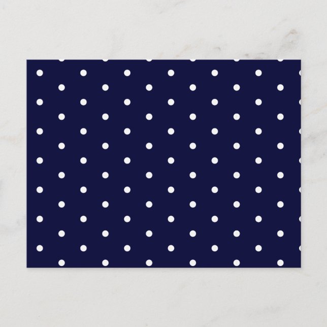 White on Navy Polka Dots Postkarte (Vorderseite)