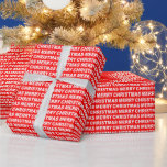White on Red Christmas Typografy Wrapping Paper Geschenkpapier<br><div class="desc">Frohe Weihnachts Typografie Packpapier weiß auf roten Muster. Passen Sie die Hintergrundfarbe unter anderen Optionen einfach an.</div>