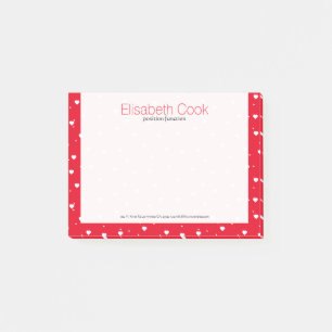 White On Red Valentines Hearts Pattern Post-it Klebezettel