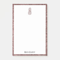 White on Rose Gold Imitate Glitzer Ananas & Border