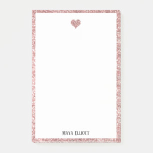 White on Rose Gold Imitate Glitzer Herzlich Willko Post-it Klebezettel