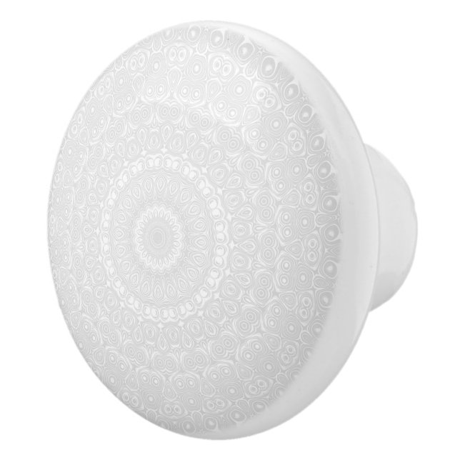 White on White Geometric Mandala Pattern Keramikknauf (Rechts)