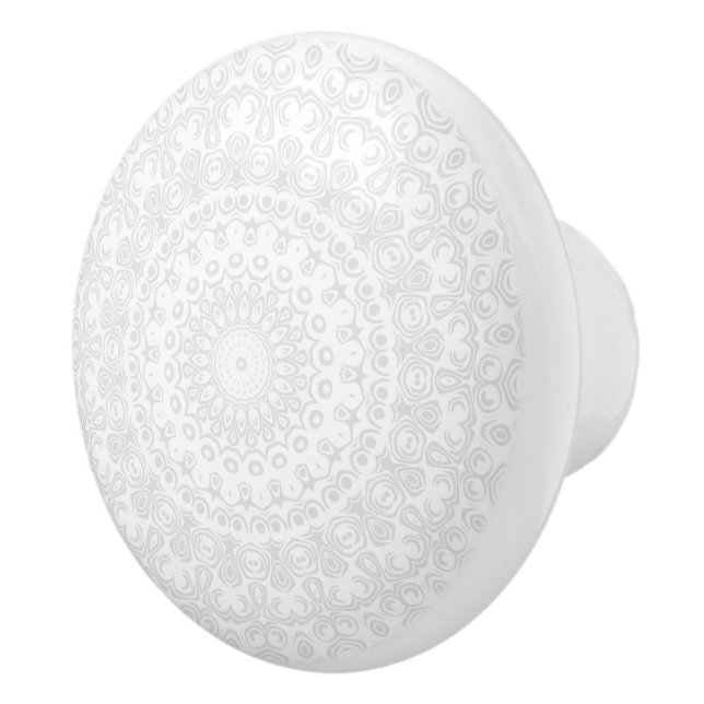 White on White Minimal Mandala Muster Keramikknauf (Rechts)