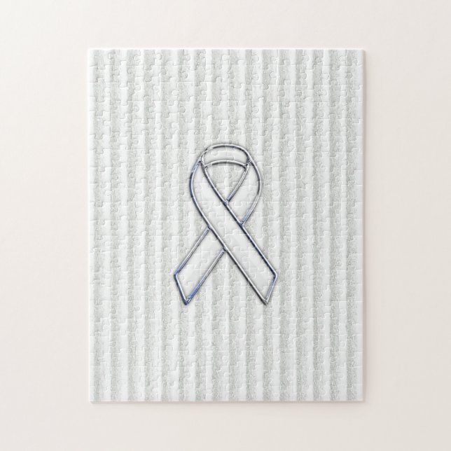 White on White Ribbon Awareness Stripes (Vertikal)