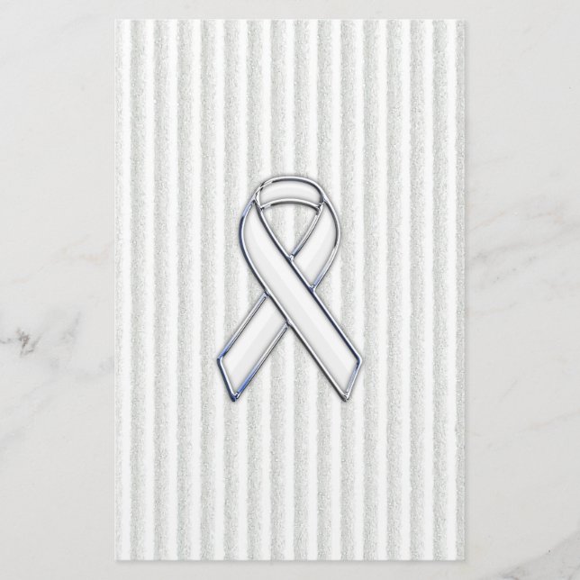 White on White Ribbon Awareness Stripes Briefpapier (Vorderseite)