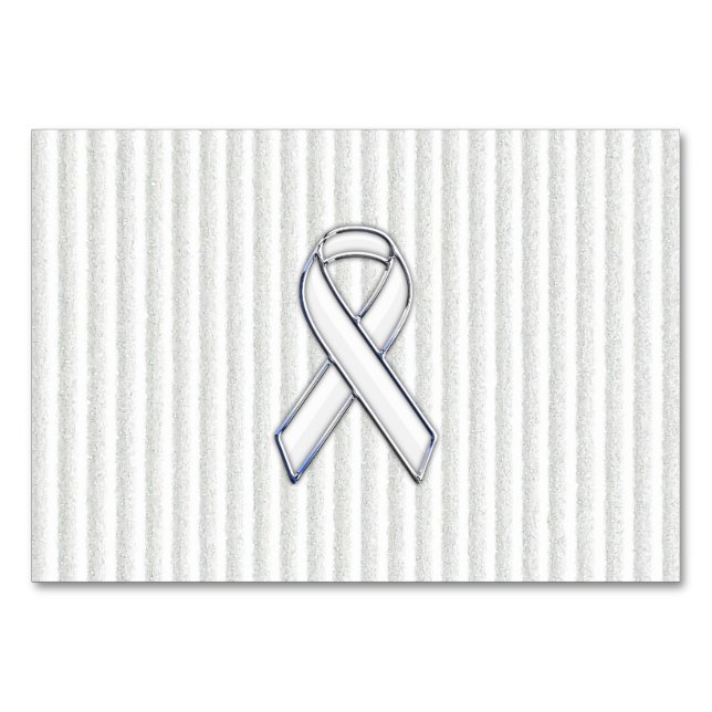 White on White Ribbon Awareness Stripes Tischnummer (Vorderseite)