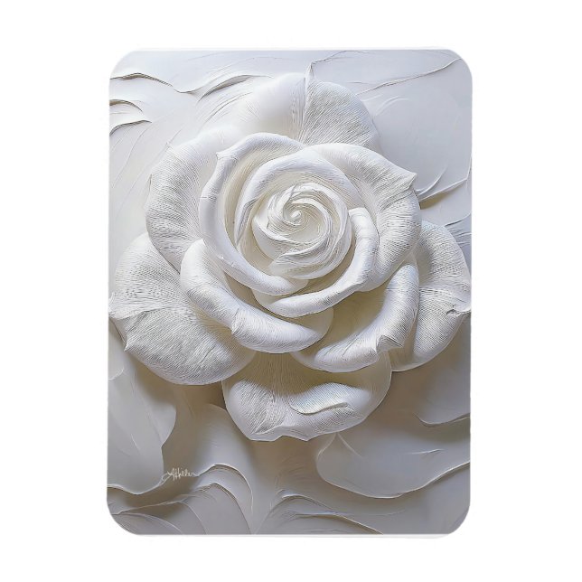 White on White - Skulptur Rose Magnet (Vertikal)