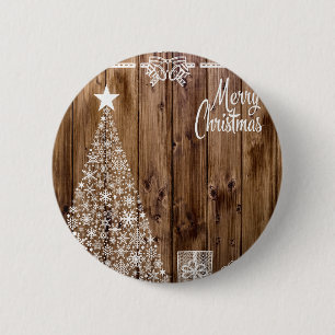 White on Wood Christmas Button