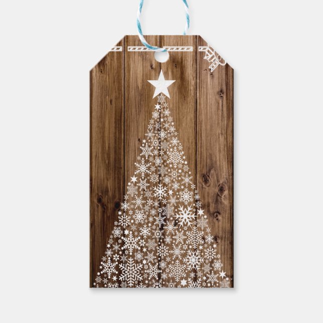 White on Wood Christmas Geschenkanhänger (Vorderseite)