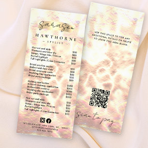 White Opal Preisliste Rose Gold Holografie Werbekarte