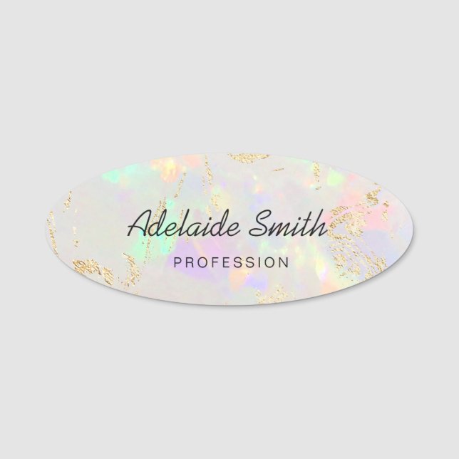 White Opal und Imitate Goldfolie Venen Namensschil Namensschild (Vorderseite)
