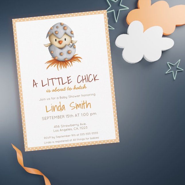 White Orange Baby Bird Nest Neutral Baby Shower Einladung (Von Creator hochgeladen)