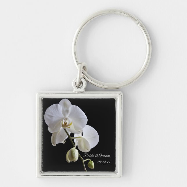 White Orchid auf Black Wedding Schlüsselanhänger (Vorne)