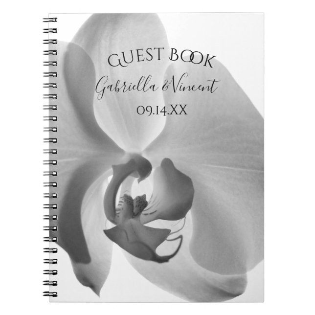 White Orchid Blume Wedding Guest Book Notizblock (Vorderseite)