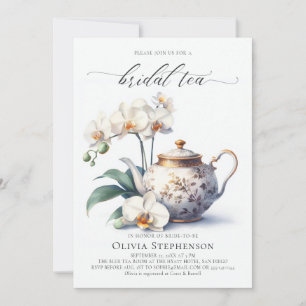 White Orchid Elegantes Set Script Bridal Tea Dusch Einladung