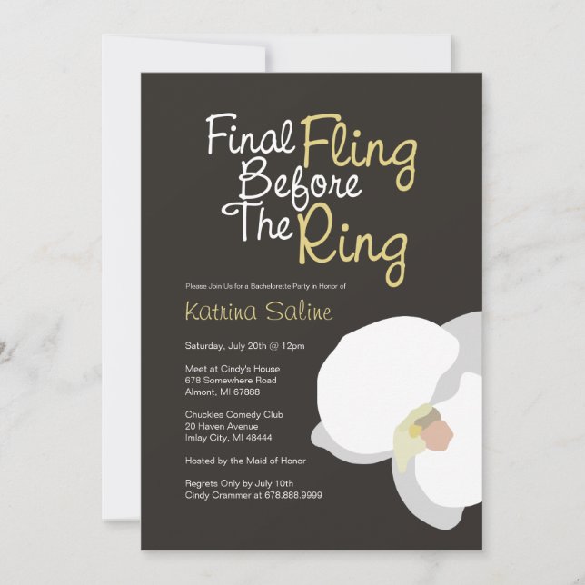 White Orchid Final Fling vor der Einladung (Vorderseite)