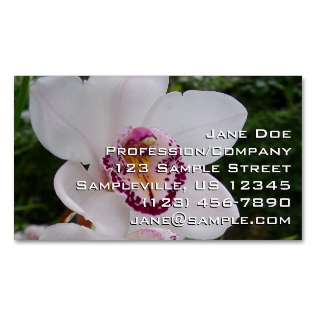 White Orchid I Beautiful Tropical Blume Magnetische Visitenkarte (Vorderseite)