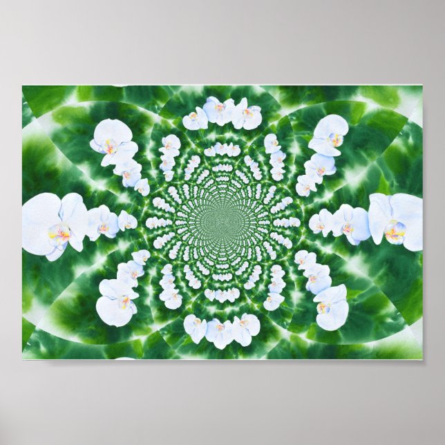 White Orchid Mandala Poster (Vorne)