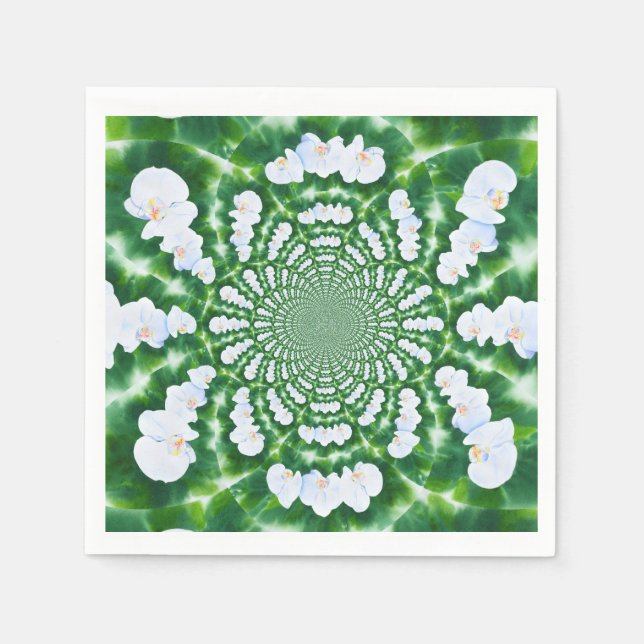 White Orchid Mandala Serviette (Vorderseite)