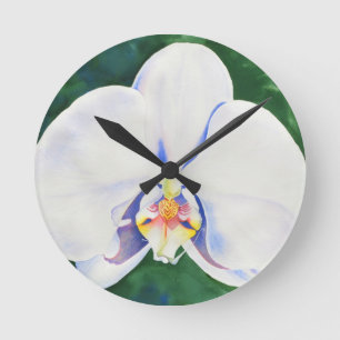 White Orchid Runde Wanduhr