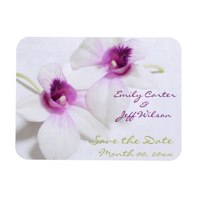 White Orchid Speichern Sie die Datumsmagnete Magnet (Horizontal)