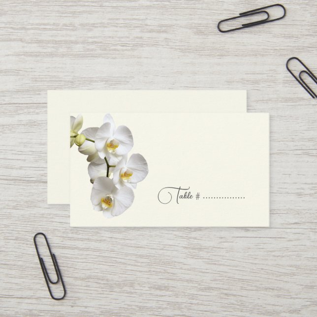 White Orchid Wedding Escort Platzkarten Bulk Visitenkarte (Vorderseite/Rückseite Beispiel)