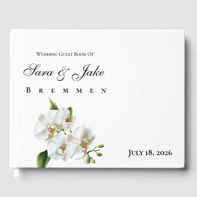 White Orchid Wedding Gästebuch (Vorderseite)