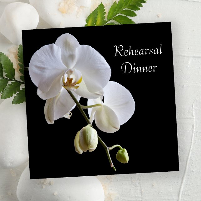 White Orchid zum Abendessen bei Schwarzer Hochzeit Einladung (Von Creator hochgeladen)
